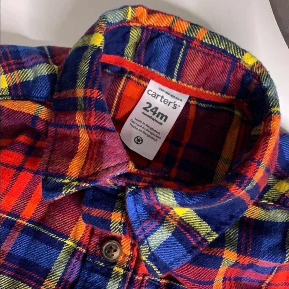 Carter’s Primary Color Plaid Button Down Flannel